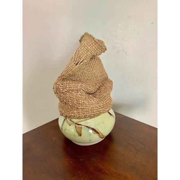 Modern Abstract Multimedia Ceramic and Crochet Studio Vase - Picture 3 of 6